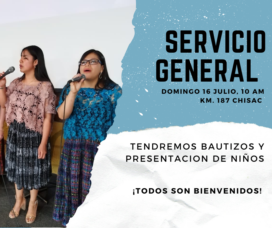 Servicio General, es un servicio donde las tres congregaciones Vida, se reúnen para celebrar y adorar el nombre del Señor Jesucristo.  